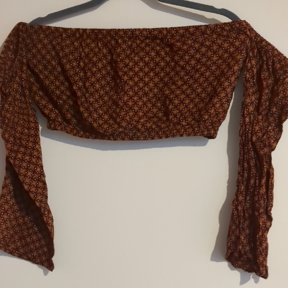 Bohemian Off-Shoulder Top - Brown